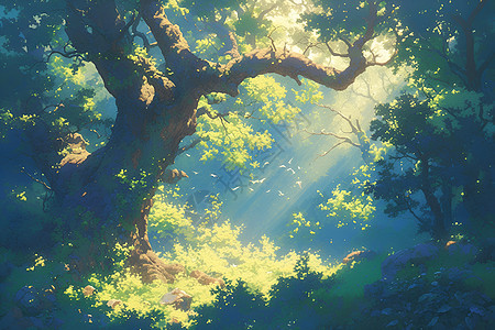 森林中柔和阳光图片