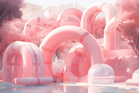 粉红拱门建筑图片
