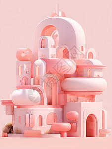 卡通粉色建筑图片