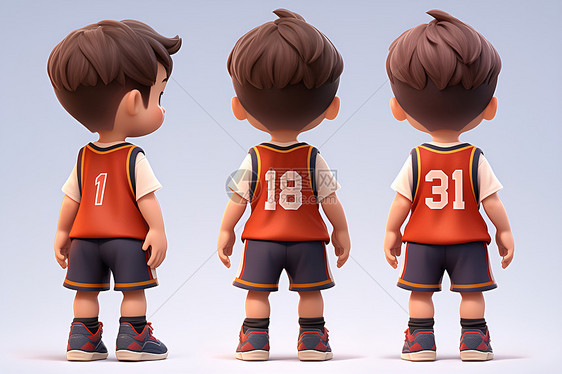 卡通男孩穿着篮球运动服图片
