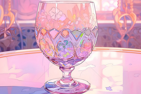 粉红色的玻璃杯图片