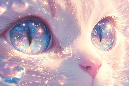 粉色光芒下的钻石猫图片