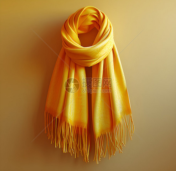 柔软黄色围巾图片