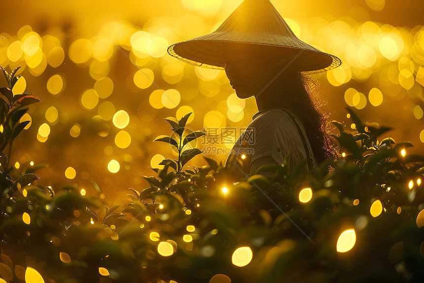 茶园中的女子图片