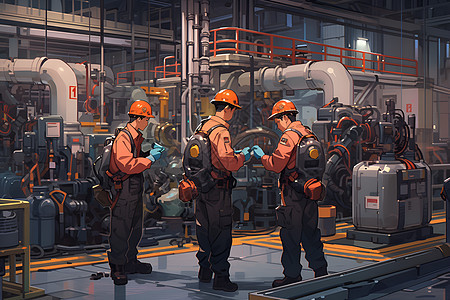地热电厂的工作人员背景图片
