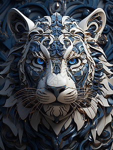一只蓝白色的老虎背景图片