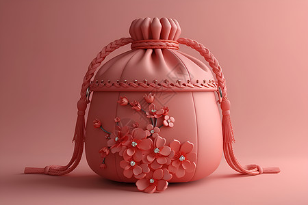 粉色花朵和袋子背景图片