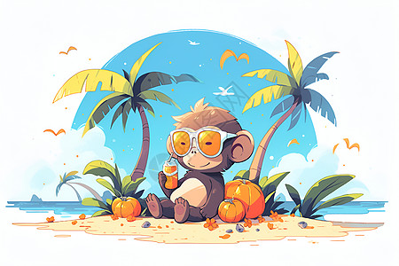 海滩上的猴子图片