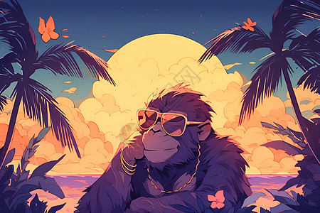 猴子戴着太阳镜背景图片
