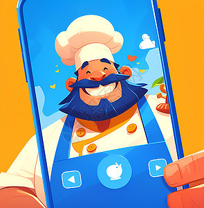 手机屏幕上的胖厨师图片