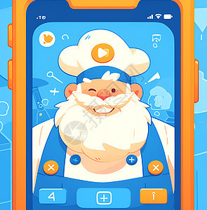 手机屏幕上的卡通厨师图片