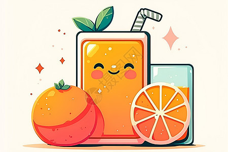 卡通橙汁盒子图片