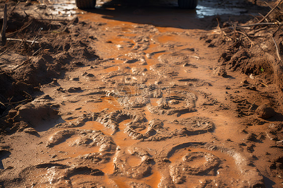 泥泞的土路图片