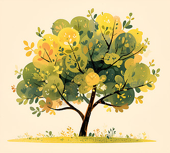 树枝秋天之树插画