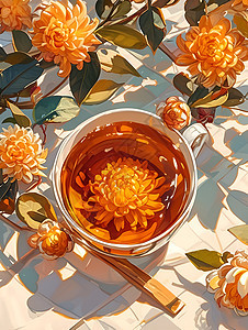 美味的菊花茶背景图片