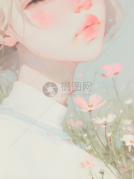 梦幻花海中的艺术少女图片