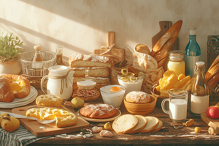 厨房新鲜的早餐图片