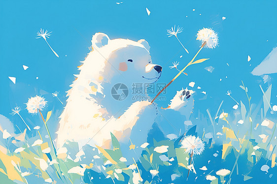 可爱的白熊插画图片