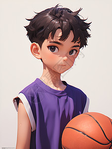拿着篮球的男孩背景图片