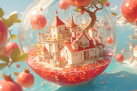 玻璃球中的城堡建筑背景图片