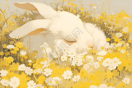 兔子与花海图片