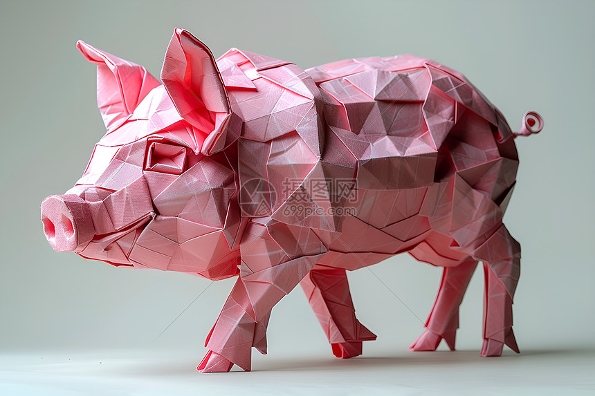 可爱的粉色小猪折纸图片