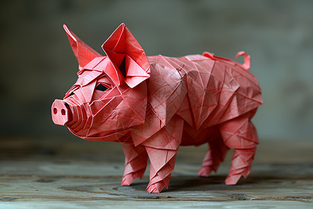 粉色折纸猪图片
