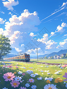 田野中的火车图片