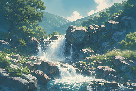 峡谷中的瀑布图片