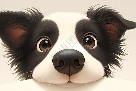 黑白小狗的迷人表情图片