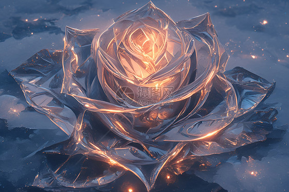 冰雕玫瑰中的星光图片