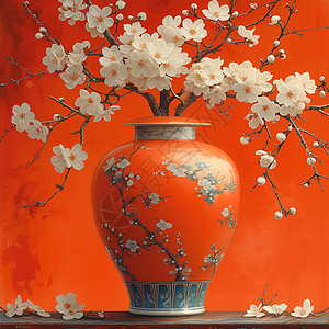 白色梅花花瓶背景图片