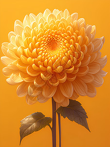 菊花叶子一朵金黄色的菊花插画