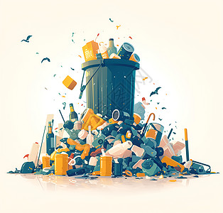 废弃物的平面设计插图图片