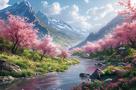春日风景背景图片