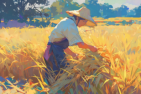 稻田的农民图片