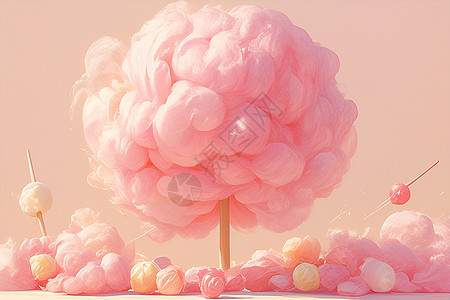 甜蜜的粉色棉花糖图片