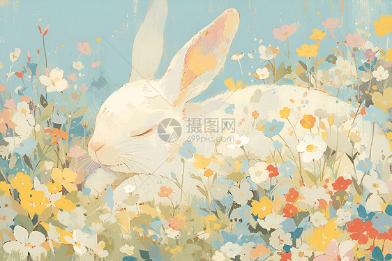 梦幻中的兔子花园图片