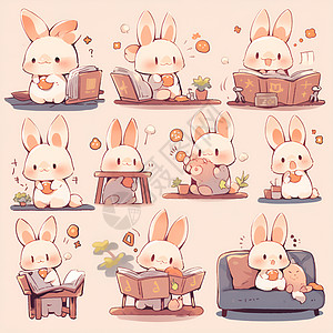 各种动作的兔子图片