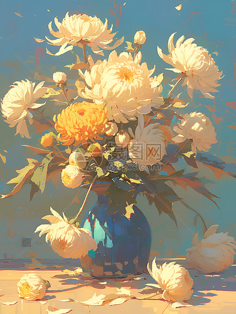 花瓶中的菊花图片