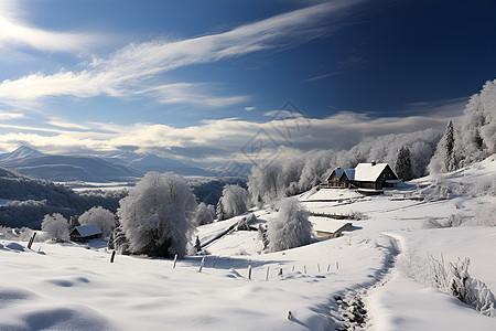 冰雪覆盖的小屋图片