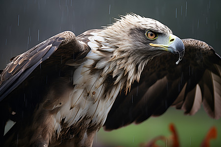 鹰飞翔于雨中图片