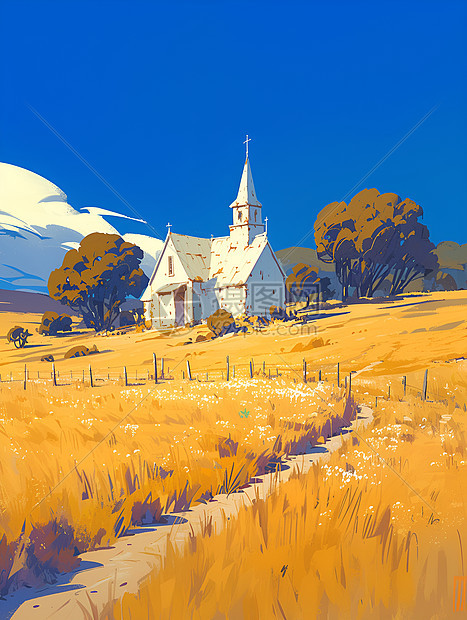 田园中的小教堂图片