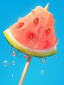 清爽多汁的西瓜糖葫芦图片