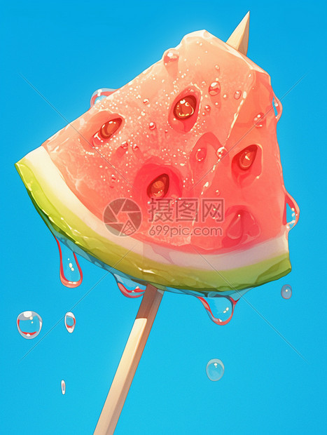 清爽多汁的西瓜糖葫芦图片