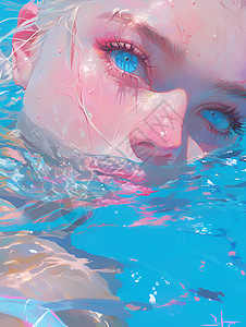 清凉水中的少女图片