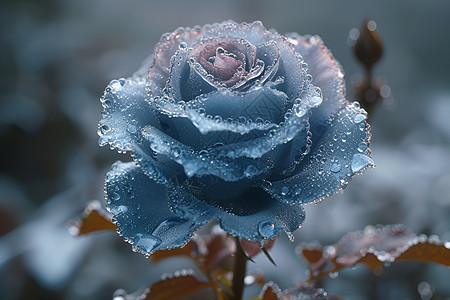 美丽的冰冻玫瑰花图片