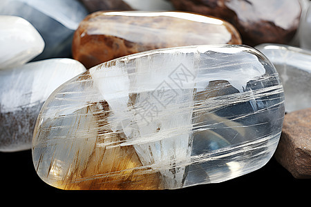 桌面上的水晶岩石背景图片