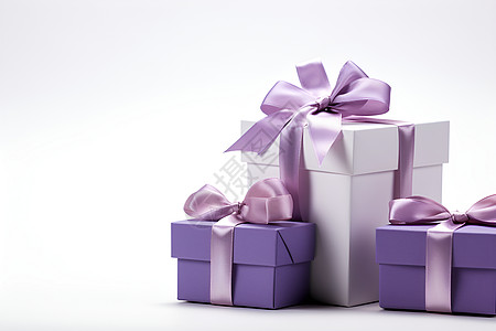 礼盒上的紫色丝带图片