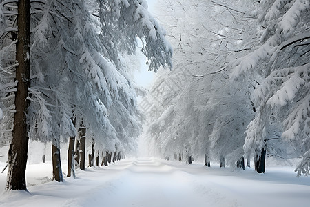 冬日户外的冰雪树林图片